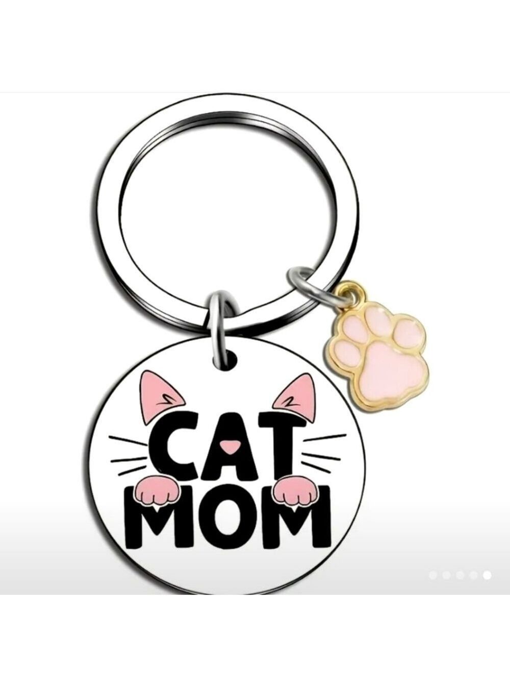 Pink and Gold Cat Mom Key & Card Holder- Will Add Furry Pompom or Tassel